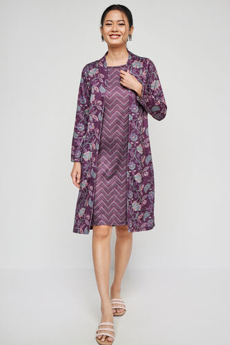 Lilac Floral Curved Dress, Lilac, image 3